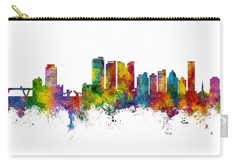 Fort Lauderdale Zip Pouch featuring the digital art Fort Lauderdale Florida Skyline #2 by Michael Tompsett