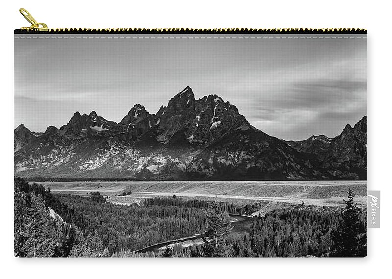 View Zip Pouch featuring the photograph Grand Teton mountains scenic view #2 by Alex Grichenko
