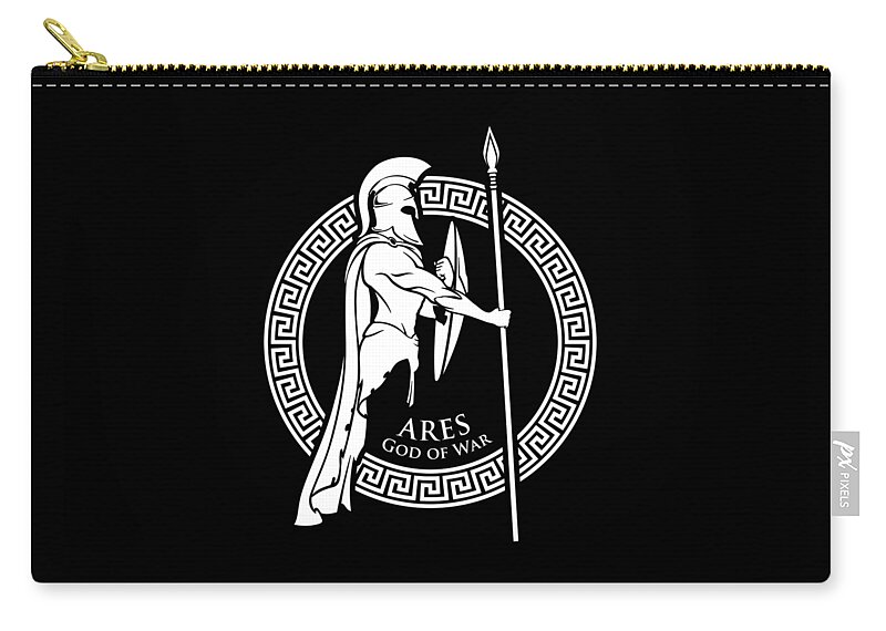 Myths Zip Pouch featuring the digital art Greek Mythology Gift Ancient Greece History Lovers of Ares Gods Goddesses Deities #2 by Martin Hicks