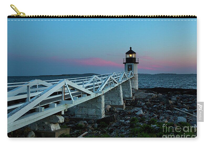 Lighthouse Zip Pouch featuring the photograph Marshall Point Lighthouse At Dusk #2 by Diane Diederich