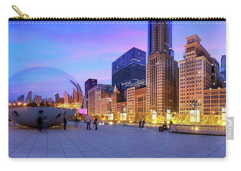 Panoramic Zip Pouch featuring the photograph Millennium Park, Chicago, Illinois,usa #2 by Travelpix Ltd
