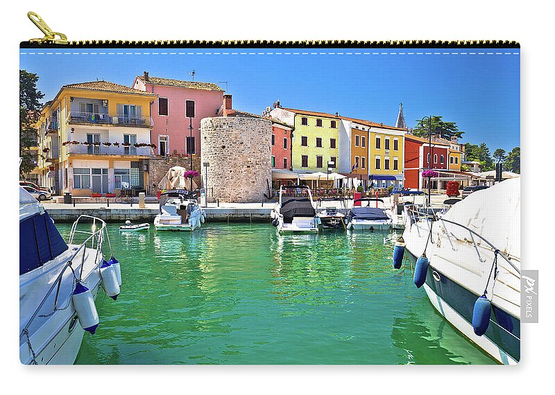 Novigrad Zip Pouch featuring the photograph Novigrad Istarski historic waterfront and colorful harbor view #2 by Brch Photography