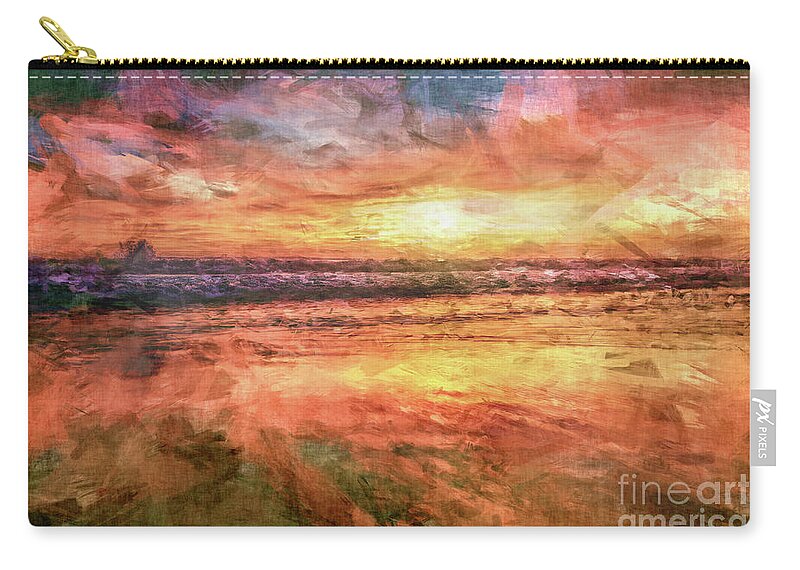 Sandy Beach Carry-all Pouch featuring the digital art Ocean Sunrise by Phil Perkins