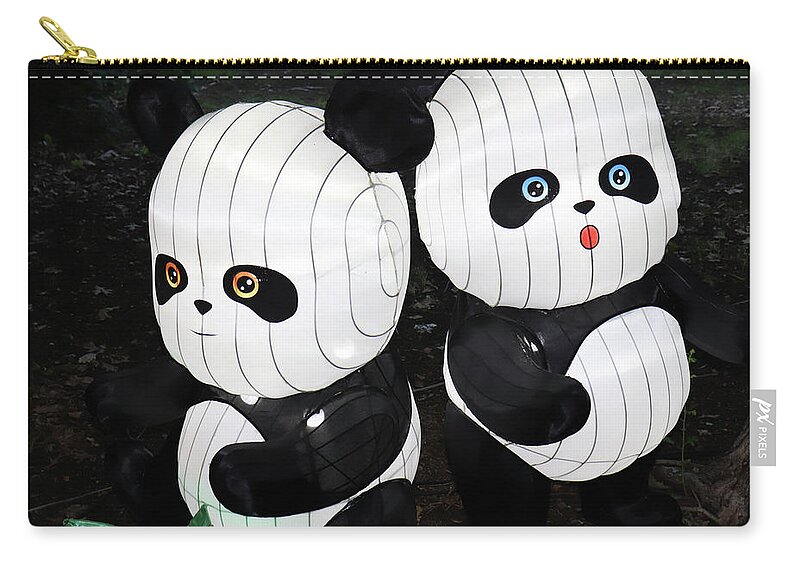 Bear Zip Pouch featuring the photograph 2 Pandas by Ron Roberts