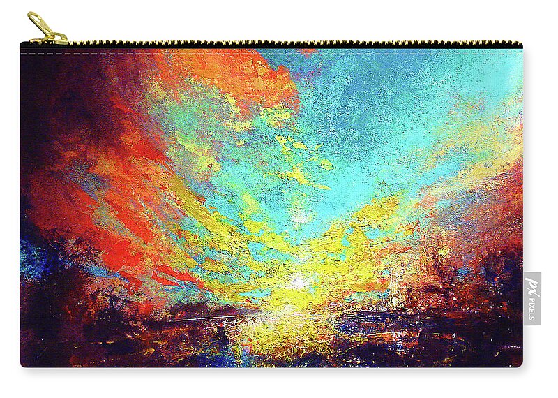 Textured Zip Pouch featuring the painting Red Rain #2 by Neil McBride