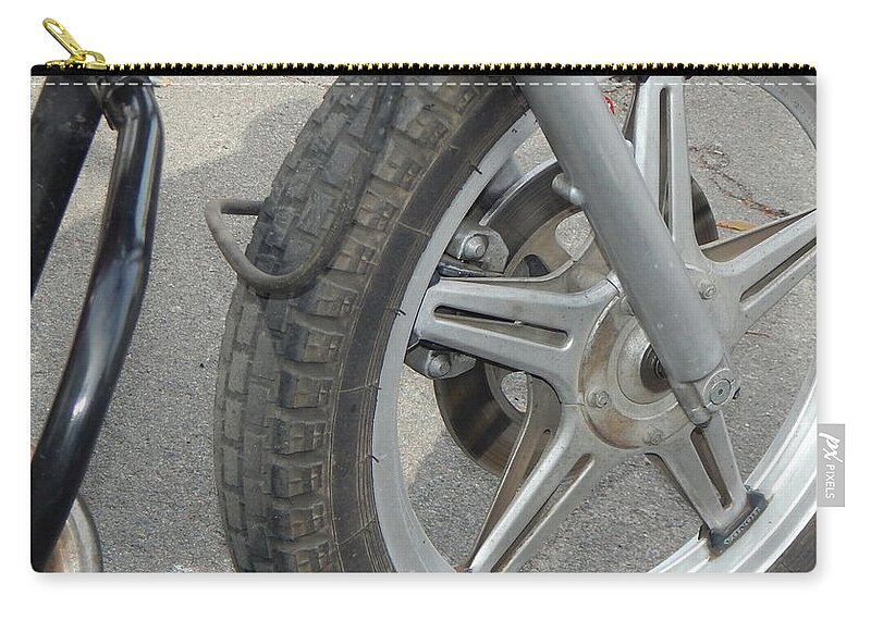 Engine Zip Pouch featuring the photograph Retro motorcycle and bike antique parts and elements #2 by Oleg Prokopenko