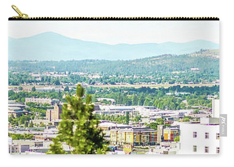 Panorama Zip Pouch featuring the photograph Spokane washington city skyline and spokane valley views #2 by Alex Grichenko