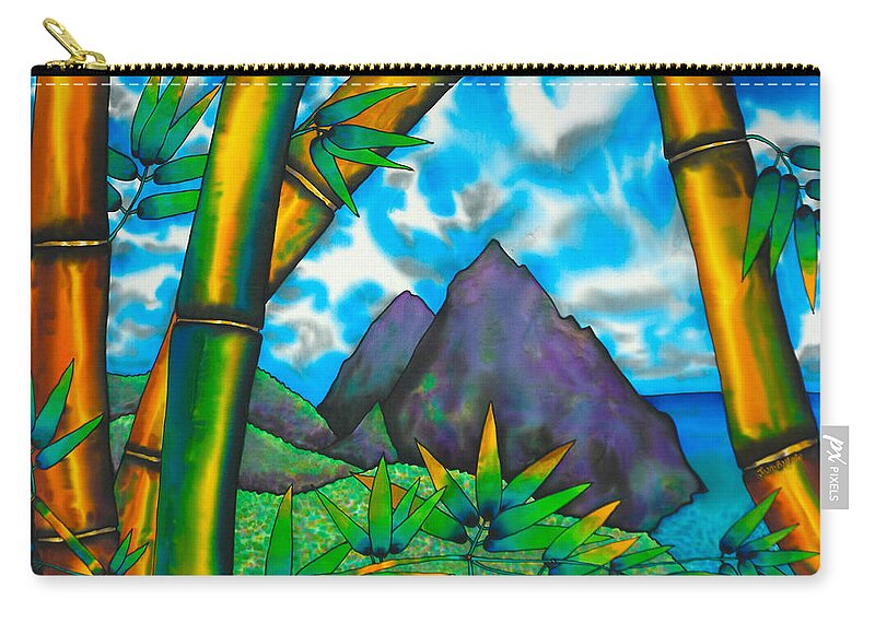 Pitons Zip Pouch featuring the painting St. Lucia Pitons by Daniel Jean-Baptiste