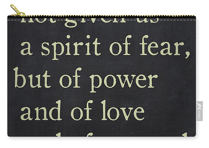 2 Timothy Zip Pouch featuring the painting 2 Timothy 1 7 - Inspirational Quotes Wall Art Collection by Mark Lawrence