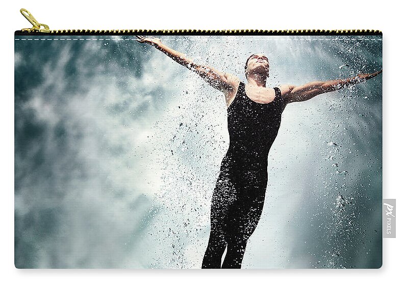 People Zip Pouch featuring the photograph Underwater Ballet #2 by Henrik Sorensen
