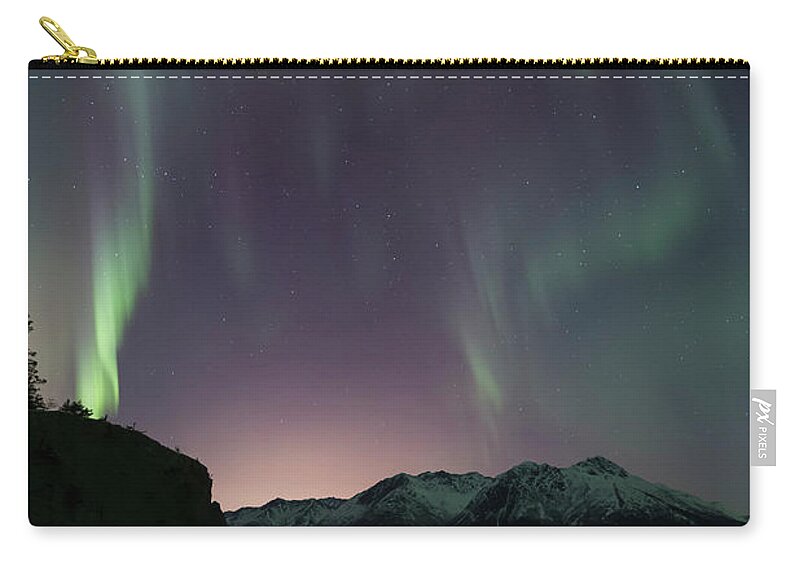 Tranquility Zip Pouch featuring the photograph View Of The Aurora Borealis Northern #2 by Lucas Payne / Design Pics