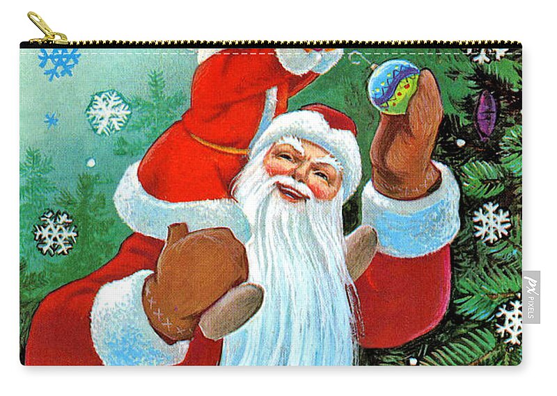Santa Claus Zip Pouch featuring the digital art Vintage Soviet Holiday Postcard #2 by Long Shot