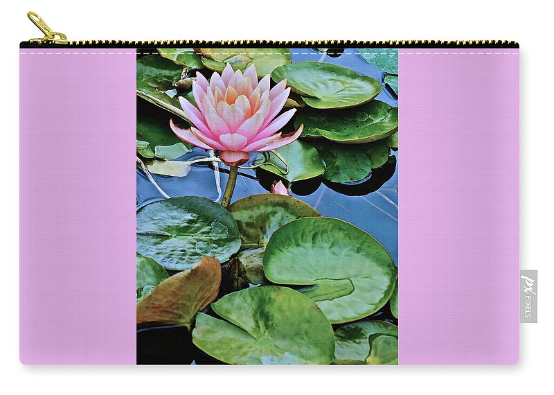 Waterlily Zip Pouch featuring the photograph 2019 August at the Gardens Patio Joe Waterlily by Janis Senungetuk