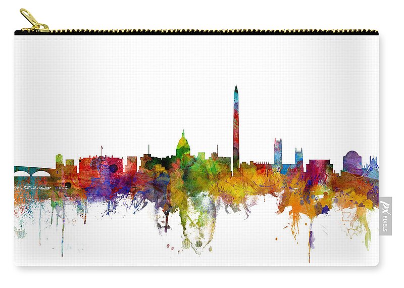 United States Carry-all Pouch featuring the digital art Washington DC Skyline by Michael Tompsett