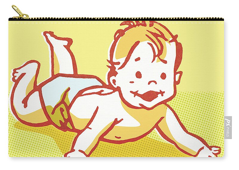 Baby Zip Pouch featuring the drawing Baby #25 by CSA Images