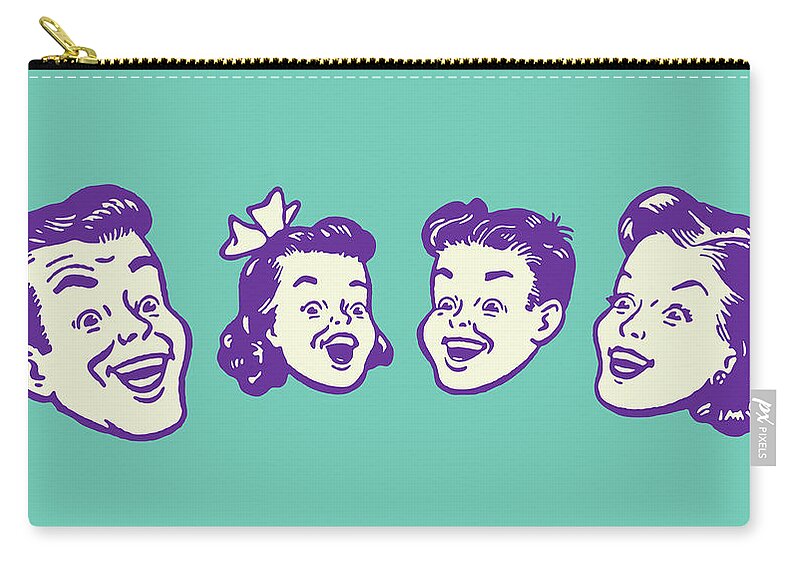 Adult Zip Pouch featuring the drawing Family #29 by CSA Images