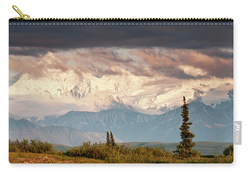 Scenics Zip Pouch featuring the photograph Alaska Range With Mt Brooks #3 by John Elk