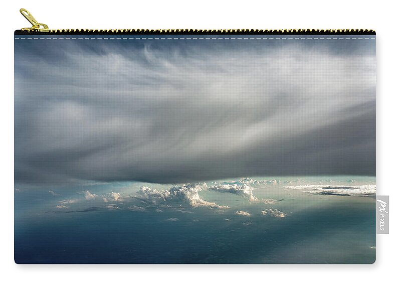 Blue Zip Pouch featuring the photograph Beautiful Sky High View From Airplane Clouds #3 by Alex Grichenko