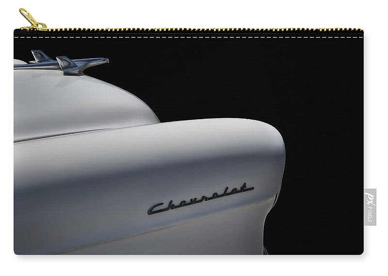 Chevy Carry-all Pouch featuring the digital art Classic White 55 by Douglas Pittman