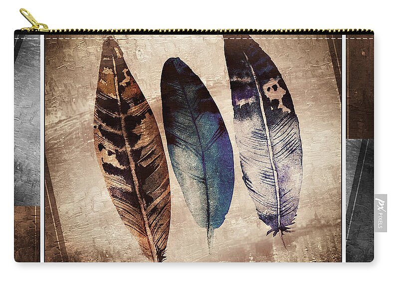 Feathers Zip Pouch featuring the photograph 3 Feathers On The Square by Rene Crystal