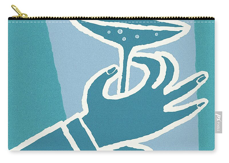 Adult Zip Pouch featuring the drawing Hand Holding a Cocktail #3 by CSA Images