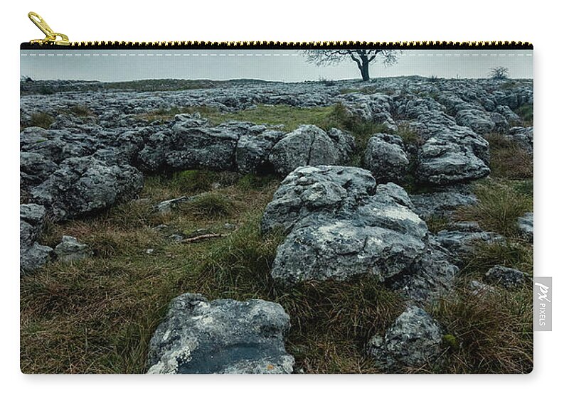 Mt Outdoor Photographer Zip Pouch featuring the photograph Lonely tree in Malham #3 by Mariusz Talarek