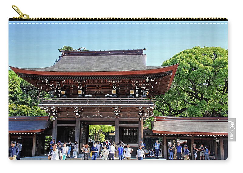 Meiji Jingu Shrine Zip Pouch featuring the photograph Meiji Jingu Shrine - Tokyo, Japan #4 by Richard Krebs