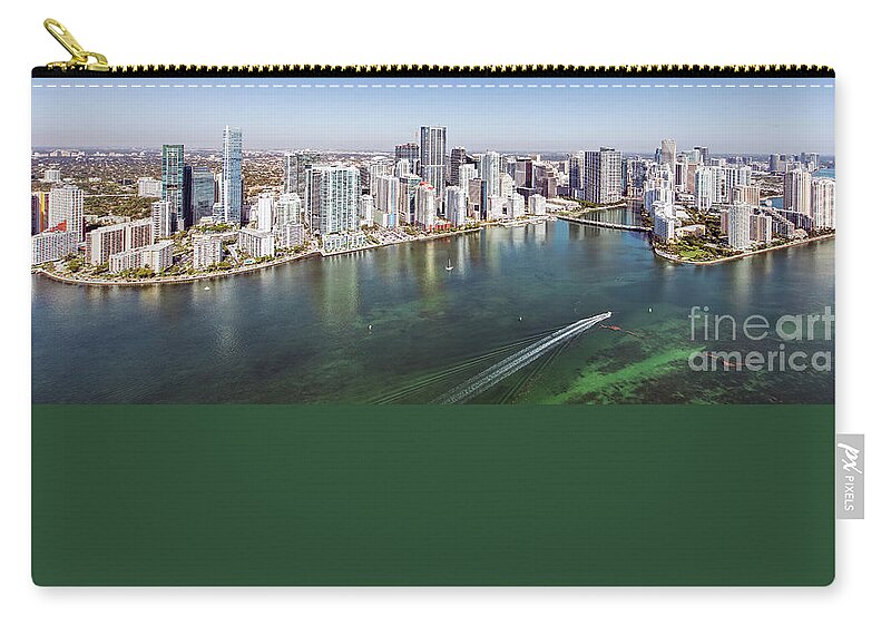 Miami Zip Pouch featuring the photograph Miami Florida Cityscape Aerial Photo #5 by David Oppenheimer