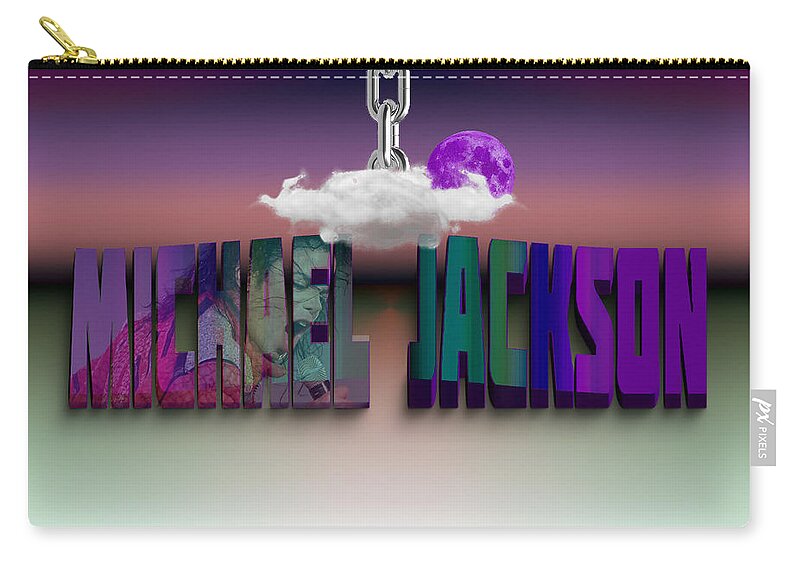 Michael Jackson Zip Pouch featuring the mixed media Michael Jackson #3 by Marvin Blaine