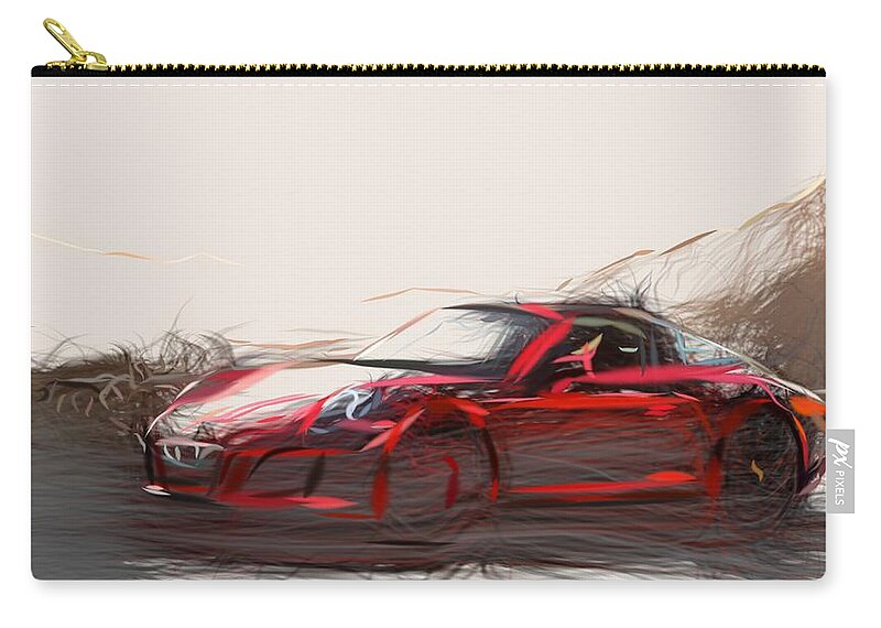 Porsche Zip Pouch featuring the digital art Porsche 911 GTS Drawing #4 by CarsToon Concept