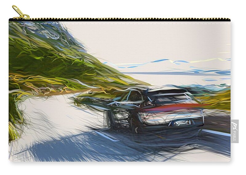 Porsche Zip Pouch featuring the digital art Porsche Macan S Drawing #4 by CarsToon Concept