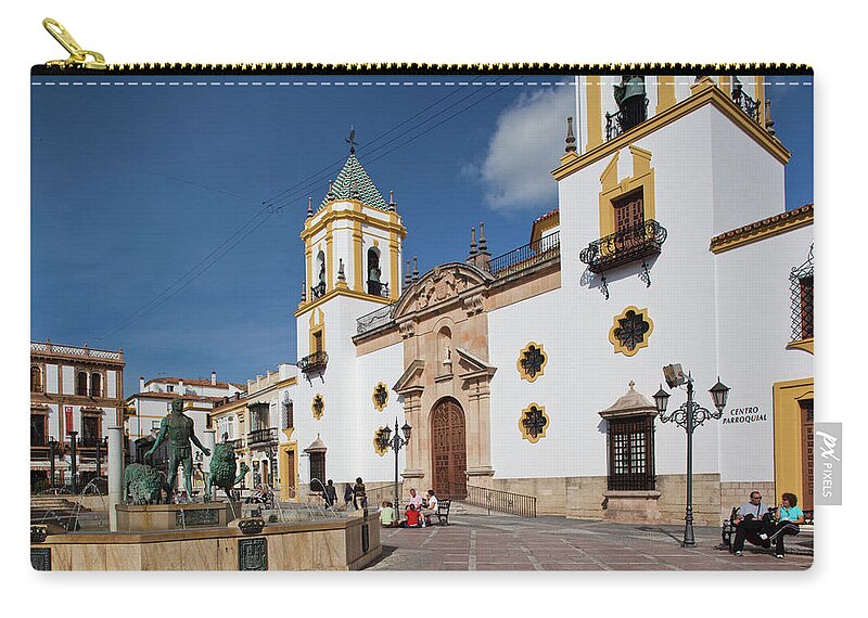 Statue Zip Pouch featuring the photograph Spain, Andalucia Region, Malaga Province #3 by Walter Bibikow