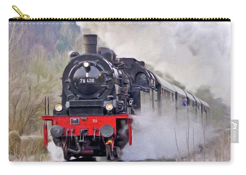 Locomotive Zip Pouch featuring the painting Steam Engine, Locomotive, Train #3 by Esoterica Art Agency