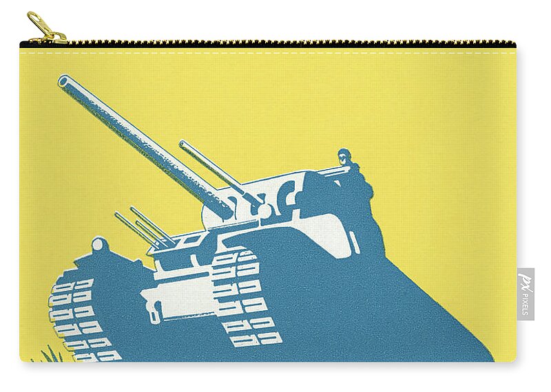 Armed Forces Zip Pouch featuring the drawing Tank #3 by CSA Images