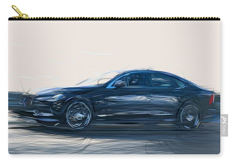 Volvo Zip Pouch featuring the digital art Volvo S90 Drawing #4 by CarsToon Concept