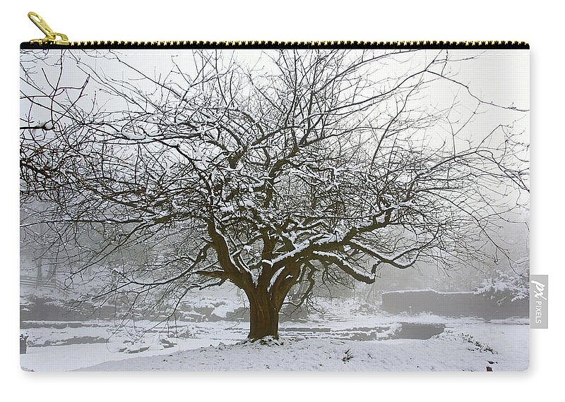 Rivington Carry-all Pouch featuring the photograph 30/01/19 RIVINGTON. Japanese Pool. Snow Clad Tree. by Lachlan Main