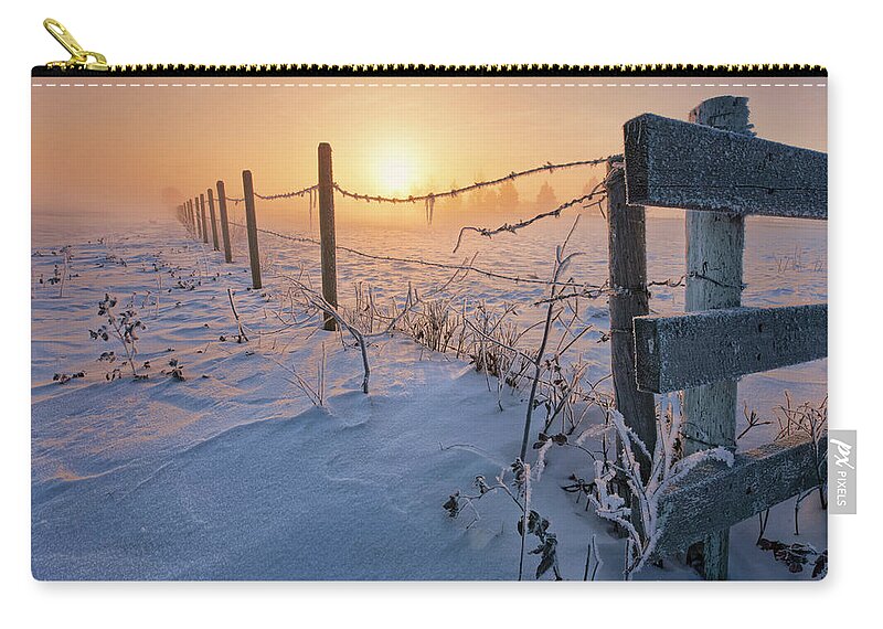 Winter Zip Pouch featuring the photograph -30 Sunrise #30 by Dan Jurak