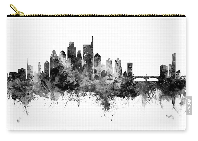 Philadelphia Zip Pouch featuring the digital art Philadelphia Pennsylvania Skyline #31 by Michael Tompsett