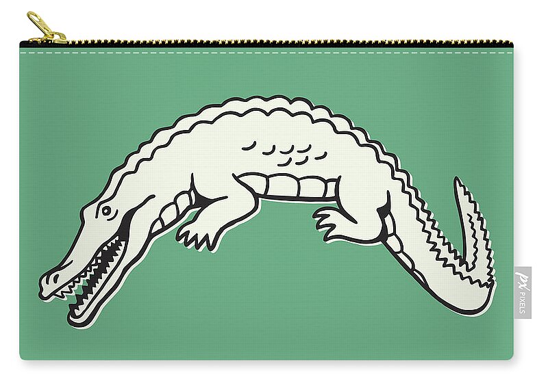 Alligator Zip Pouch featuring the drawing Alligator #4 by CSA Images