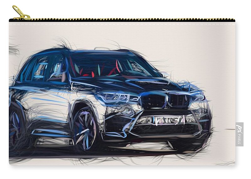 Bmw Zip Pouch featuring the digital art BMW X5 M Draw #5 by CarsToon Concept