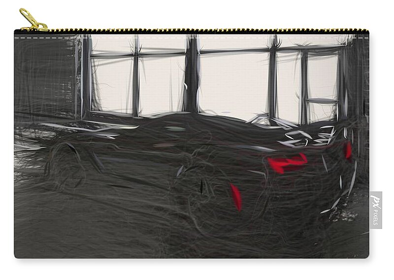 Chevrolet Zip Pouch featuring the digital art Chevrolet Corvette ZR1 Drawing #5 by CarsToon Concept