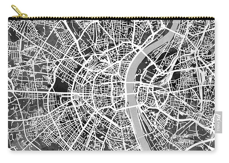 Cologne Carry-all Pouch featuring the digital art Cologne Germany City Map by Michael Tompsett