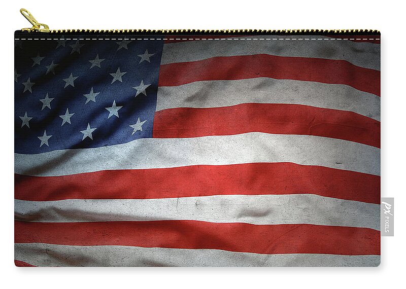 American Flag Zip Pouch featuring the photograph Grunge American flag #4 by Les Cunliffe