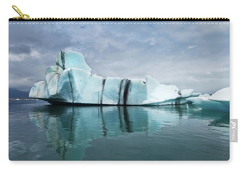 Scenics Zip Pouch featuring the photograph Icebergs On Glacial Lagoon #4 by Arctic-images