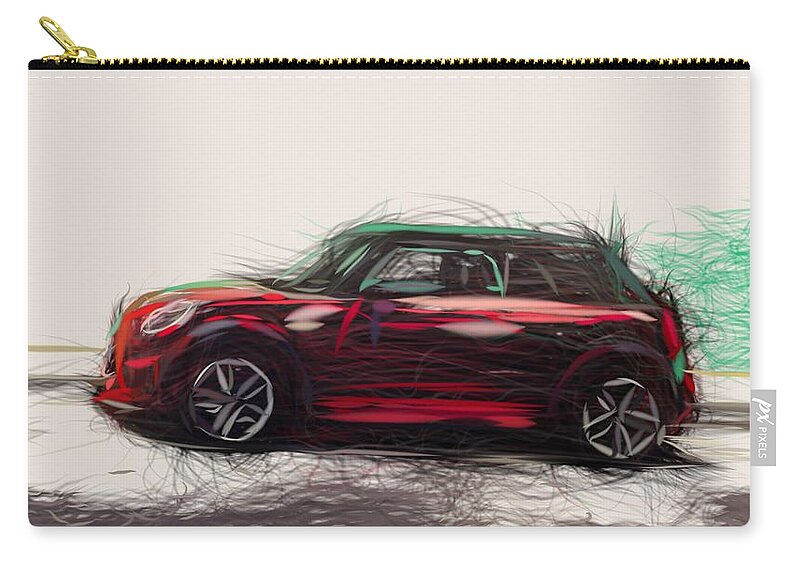Mini Zip Pouch featuring the digital art Mini Cabrio Draw #5 by CarsToon Concept