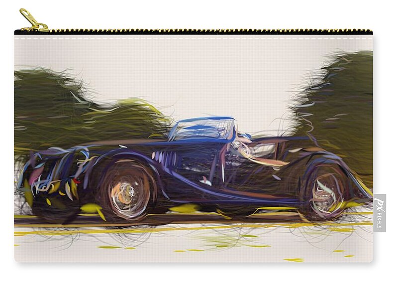 Morgan Zip Pouch featuring the digital art Morgan Roadster Draw #4 by CarsToon Concept