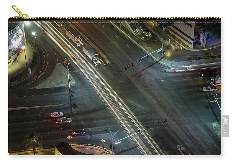 Las Vegas Zip Pouch featuring the photograph Night Time On Als Vegas Strip In Nevada #4 by Alex Grichenko