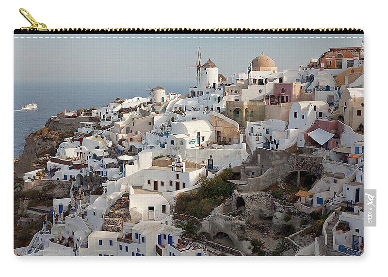 Tranquility Zip Pouch featuring the photograph Oia, Santorini, Cyclades Islands, Greece #4 by Peter Adams