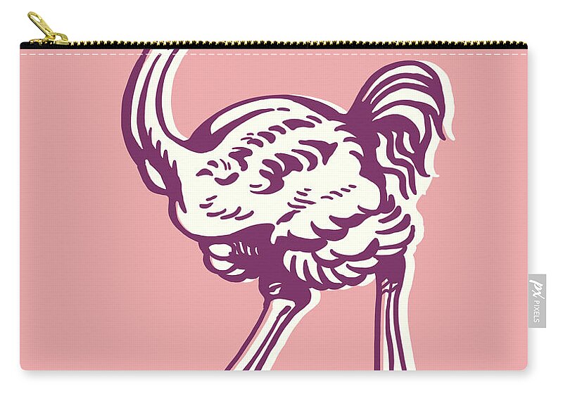 Animal Zip Pouch featuring the drawing Ostrich #4 by CSA Images