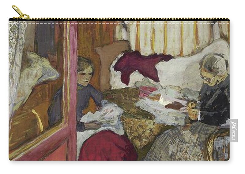 Edouard Vuillard Zip Pouch featuring the painting Women Sewing by Edouard Vuillard